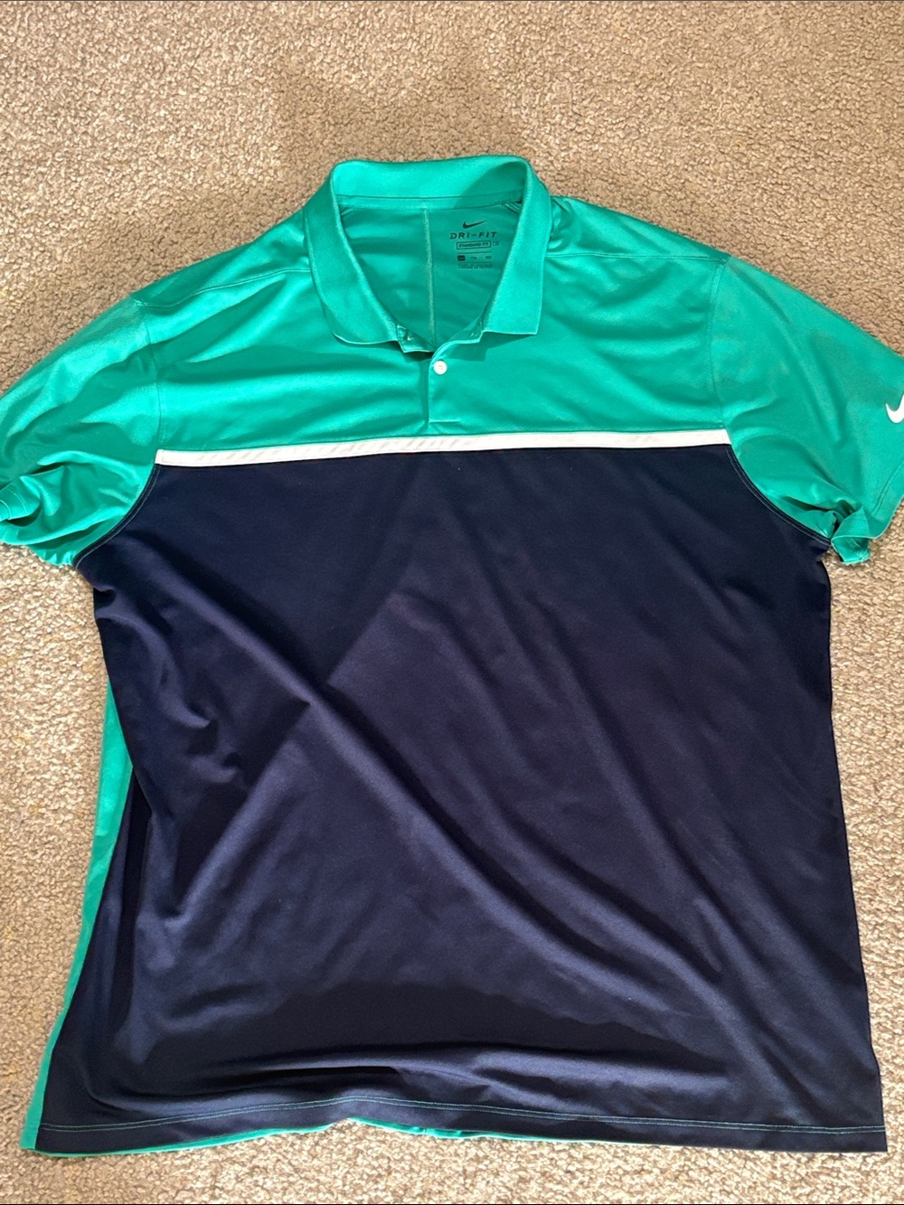 Nike Dri-FIT Men’s Teal and Navy Golf Polo size XXL